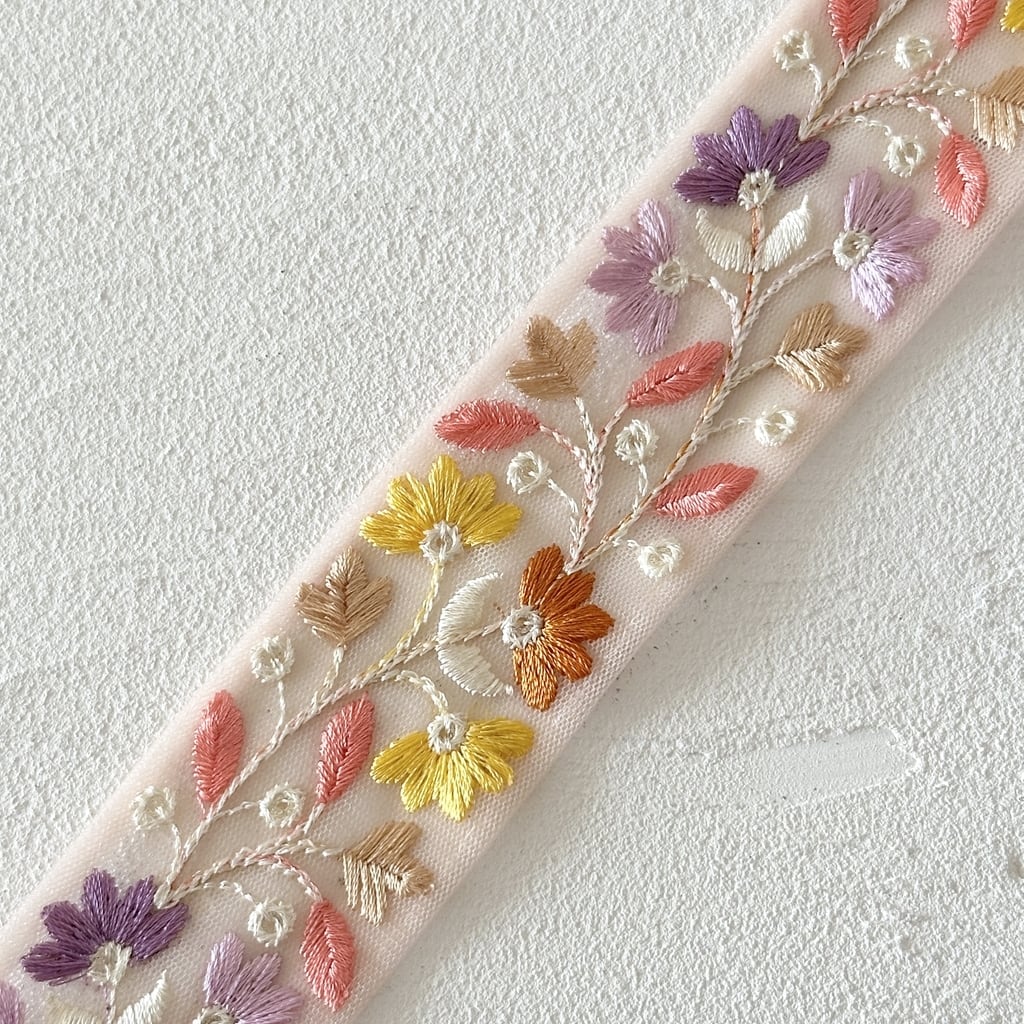 オレンジピンク] インド刺繍リボン 3353 | インド刺繍リボン専門店Rino