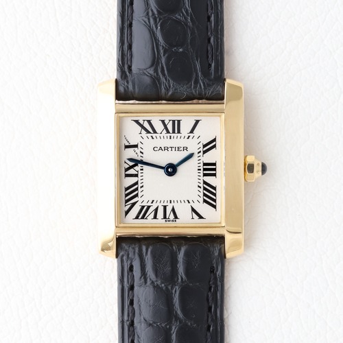 カルティエ タンクフランセーズ SM ゴールド×レザー