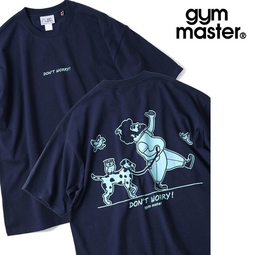 gym master ジムマスター 7.4oz DON'T WORRY! ビッグTシャツ｜BE HAPPY オーバーサイズ 半袖 プリントTEE コットン100% G721709 ネイビー