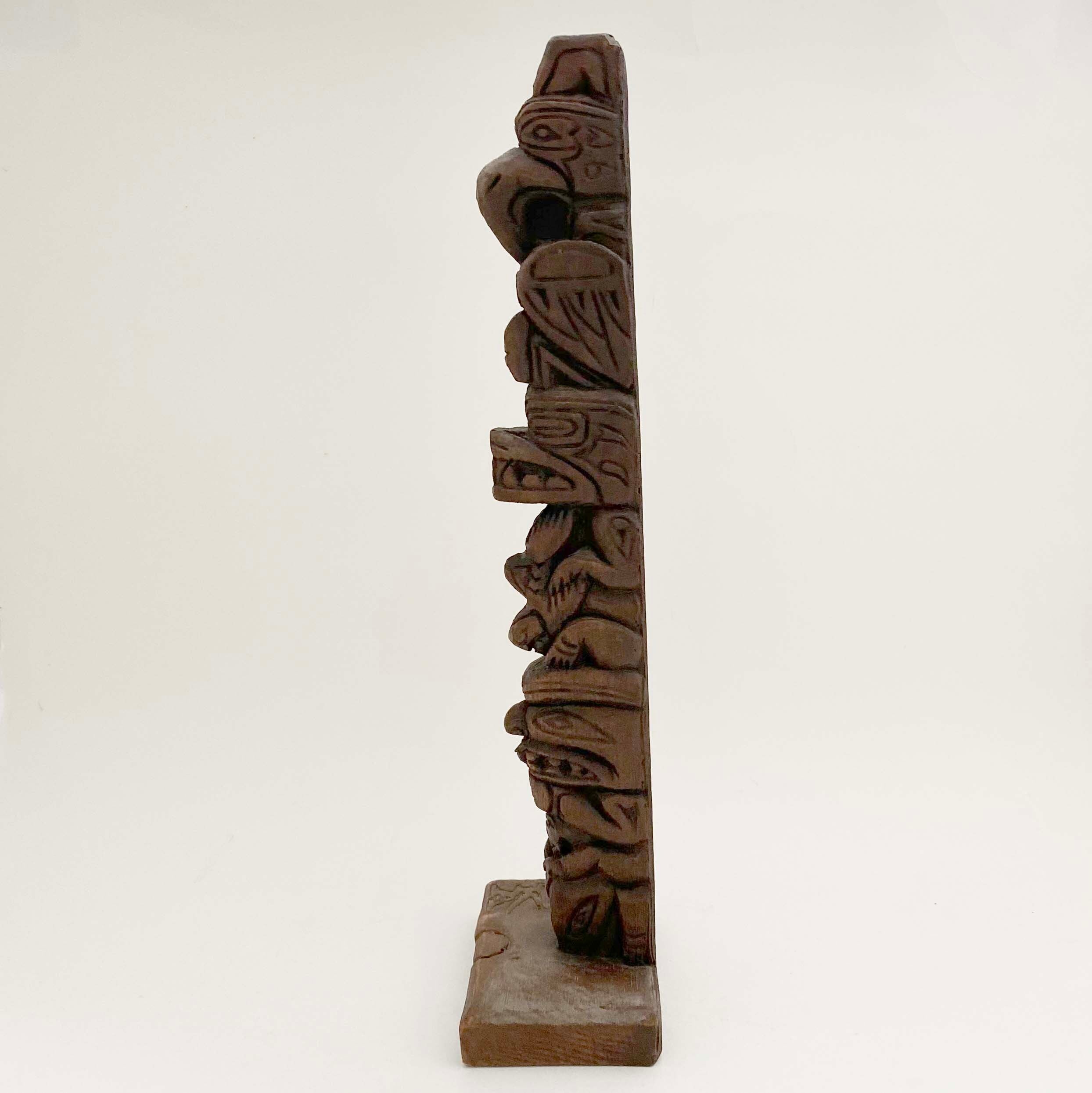 ヴィンテージ・トーテムポール(アラスカ先住民 / 木製)31cm