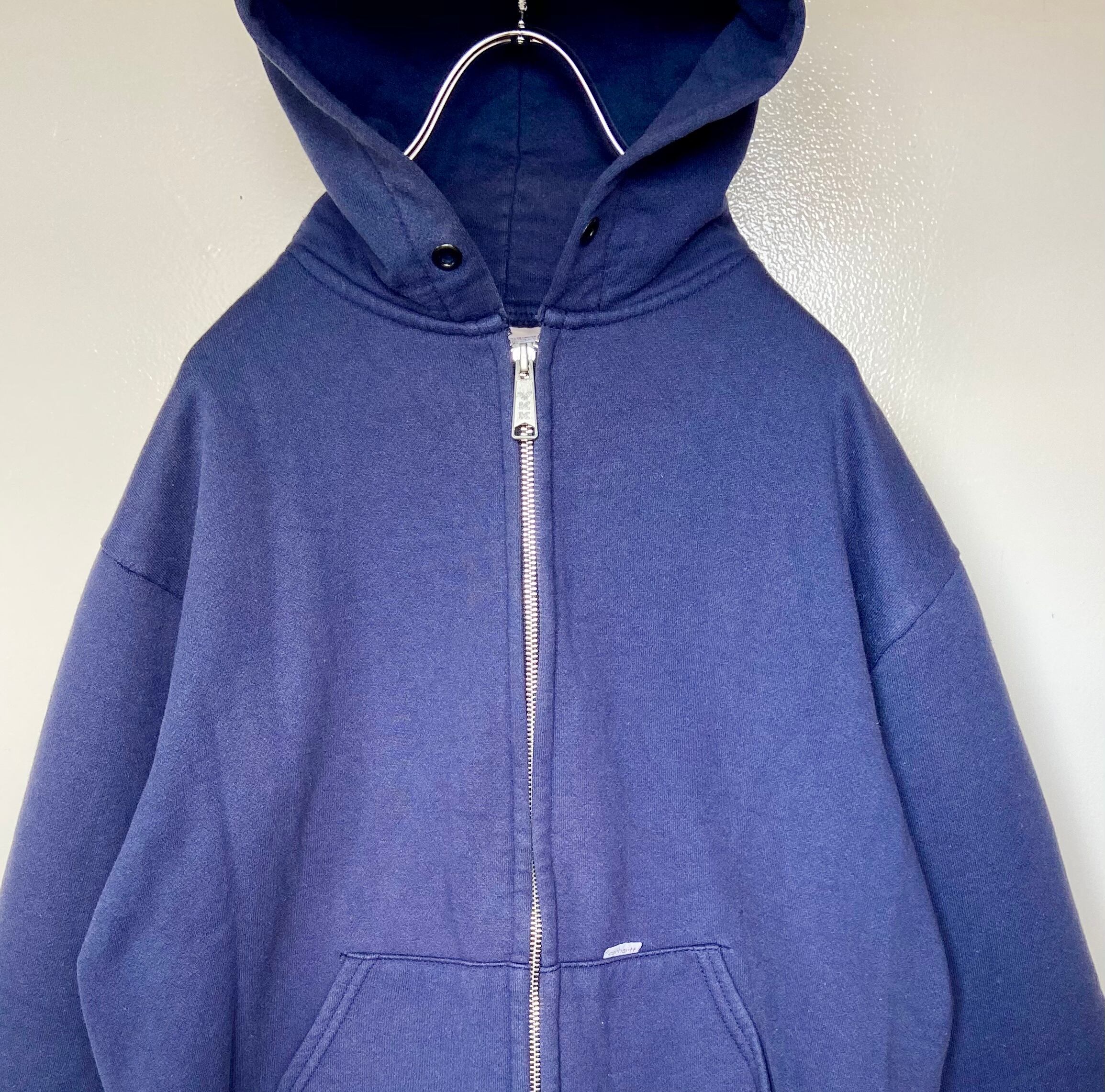 USA製 古着carhartt/カーハート 肉厚 パーカー フルジップ ネイビー