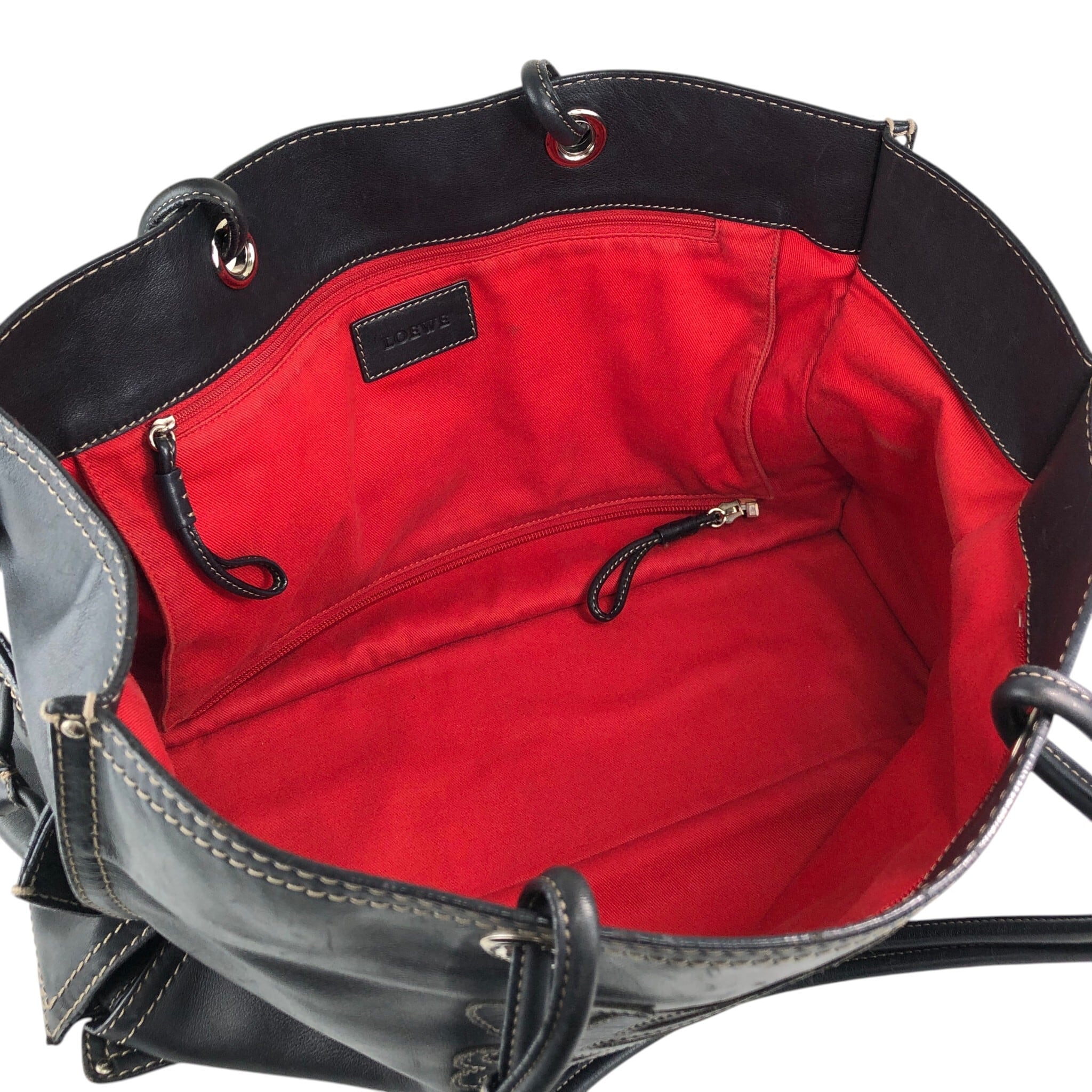 LOEWE ロエベ ハンドバッグ ブラック アナグラム レザー トートバッグ