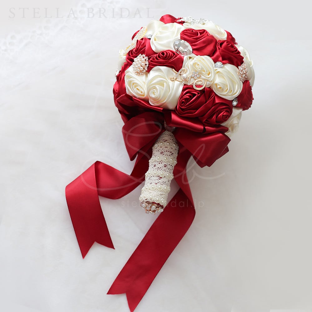 受注生産品】サテンローズのブローチブーケ ワインレッド | 【公式