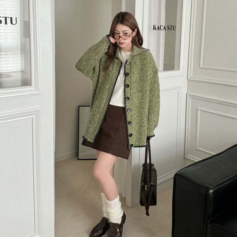 【outer】ポロネックロングカーディガン Q6510