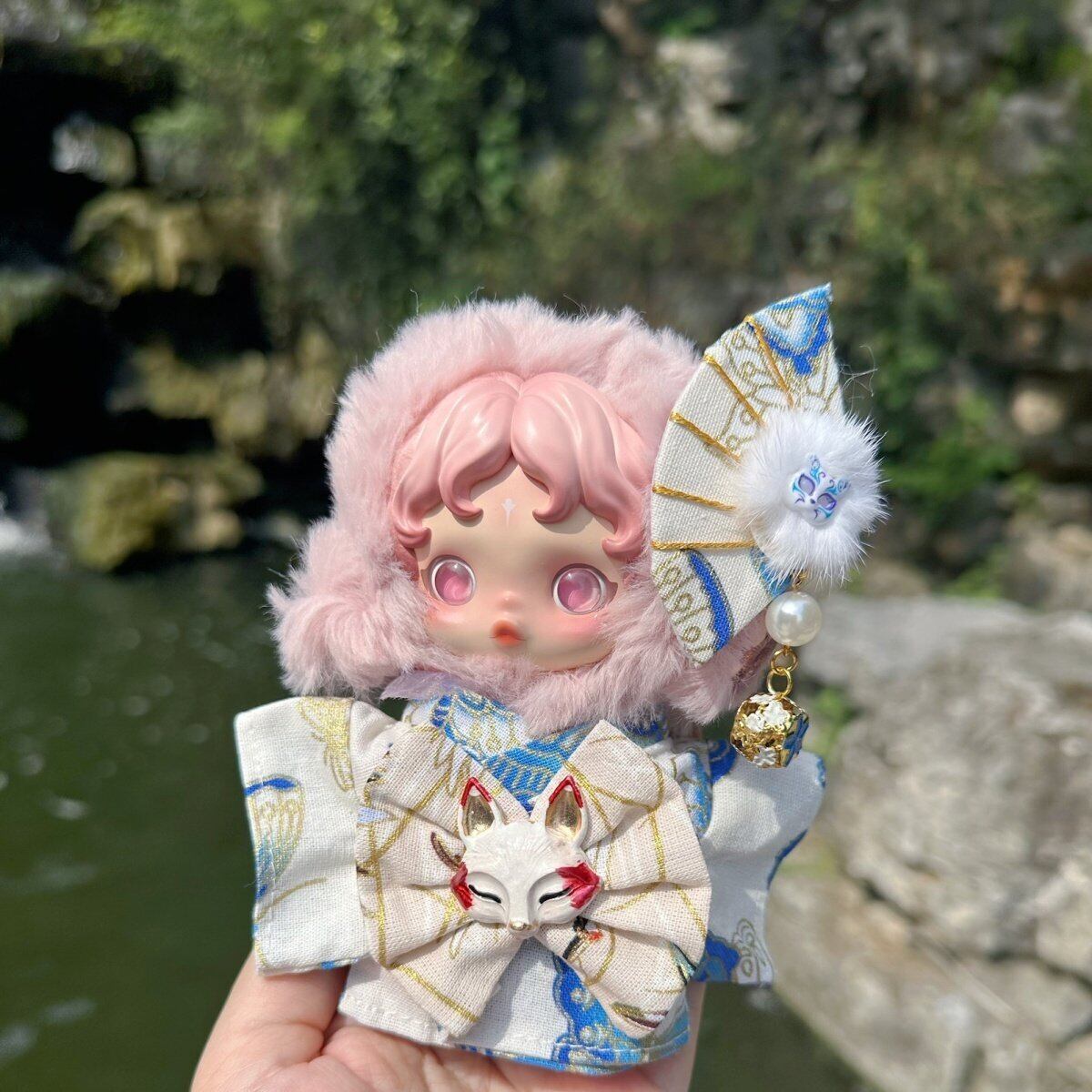 SKULLPANDA対応 桜柄 着物+髪飾り+帯 スカルパンダ ぬいぐるみ 着せ