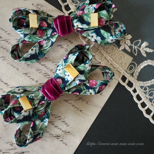 グレースリボンクリップ / リバティプリント【 ファイフベリーズ 】