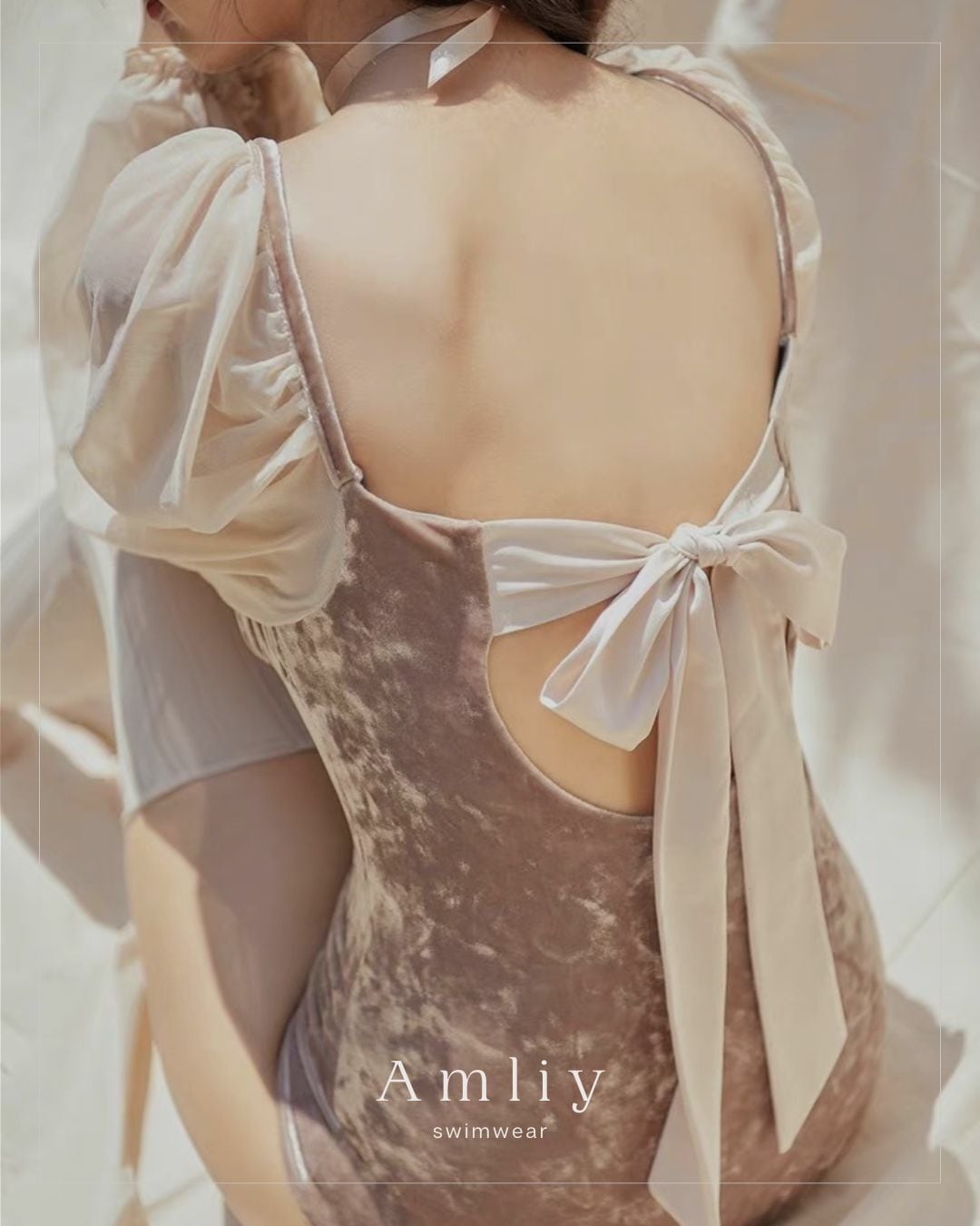 バックリボンワンピーススイムウェア beige ( B547 水着 ) | Amliy