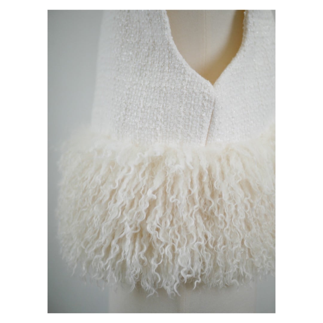 bebeod Poodle far docking tweed vest