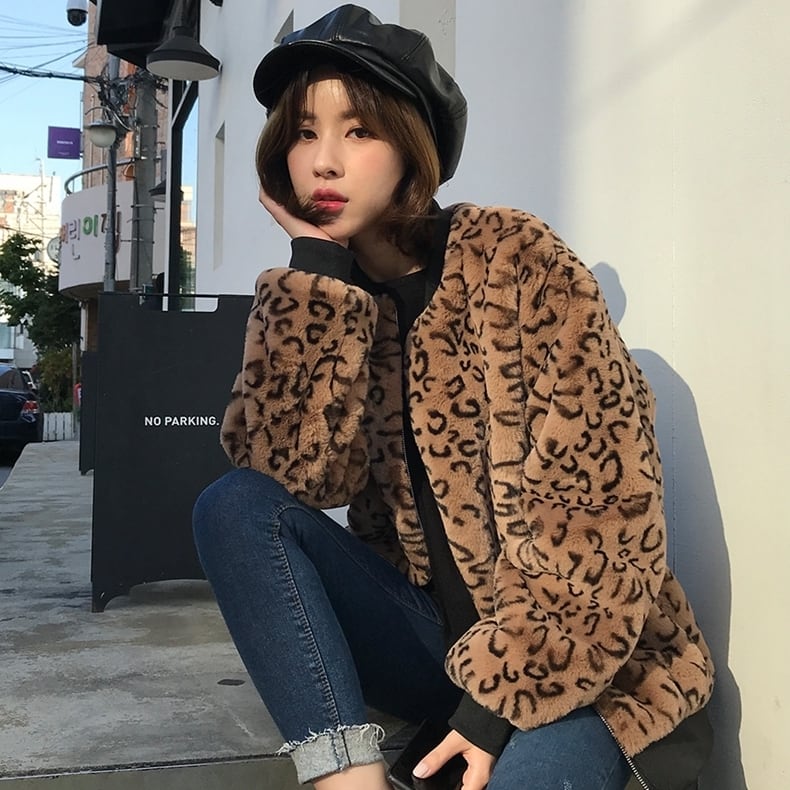 即購可 Nodress 飼っ 豹柄 ファーコート ブルー 完売品 レア