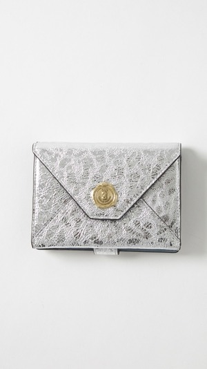 SAN HIDEAKI MIHARA メール型二つ折りミニ財布/レオパード箔押し