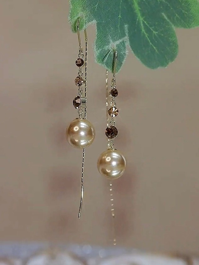 Champagne gold zircon tassel pierced [A238]