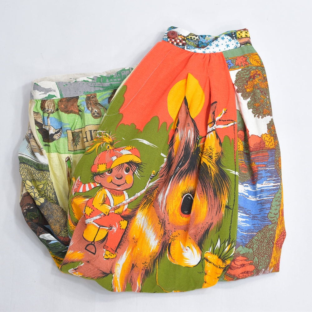 Remake リメイク ヴィンテージ テキスタイル パッチワーク デザイン バルーンシルエット イージーパンツ 再構築 ツギハギ コットン リネン レディースW66~94cm