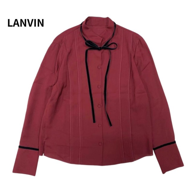 LANVIN ランバン ボウタイ リボン キュプラ 長袖 シャツ ブラウス 