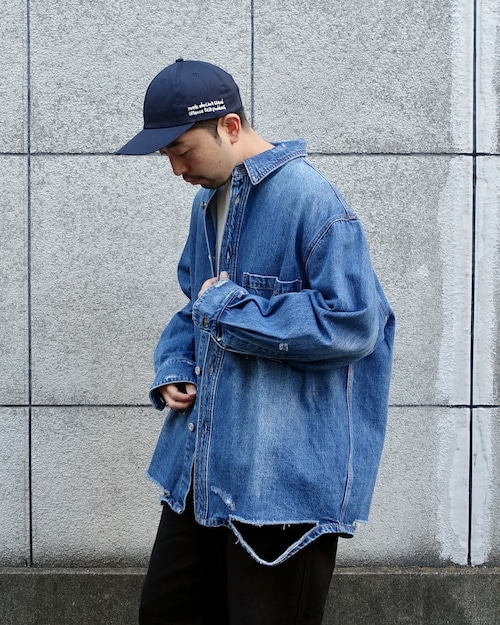 CODA / INDIGO DESTROYED AGING OVERSIZED DENIM SHIRT CODA / INDIGO DESTROYED AGING OVERSIZED DENIM SHIRT