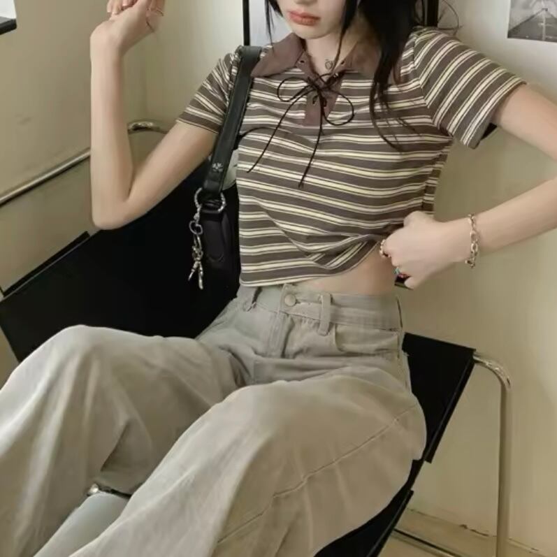 リボンボーダーポロシャツ