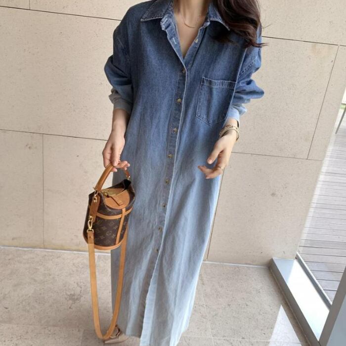 グラデーション デニム シャツ ワンピース 3412770