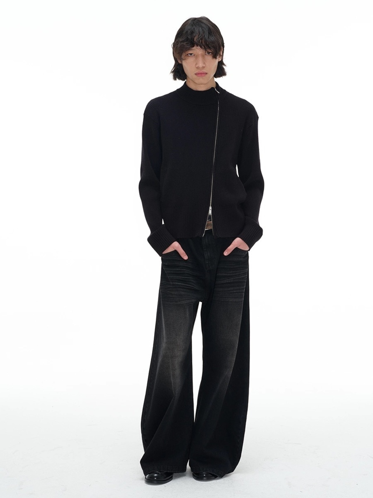 JCAESAR STUDIO Oblique Zip Knit Top