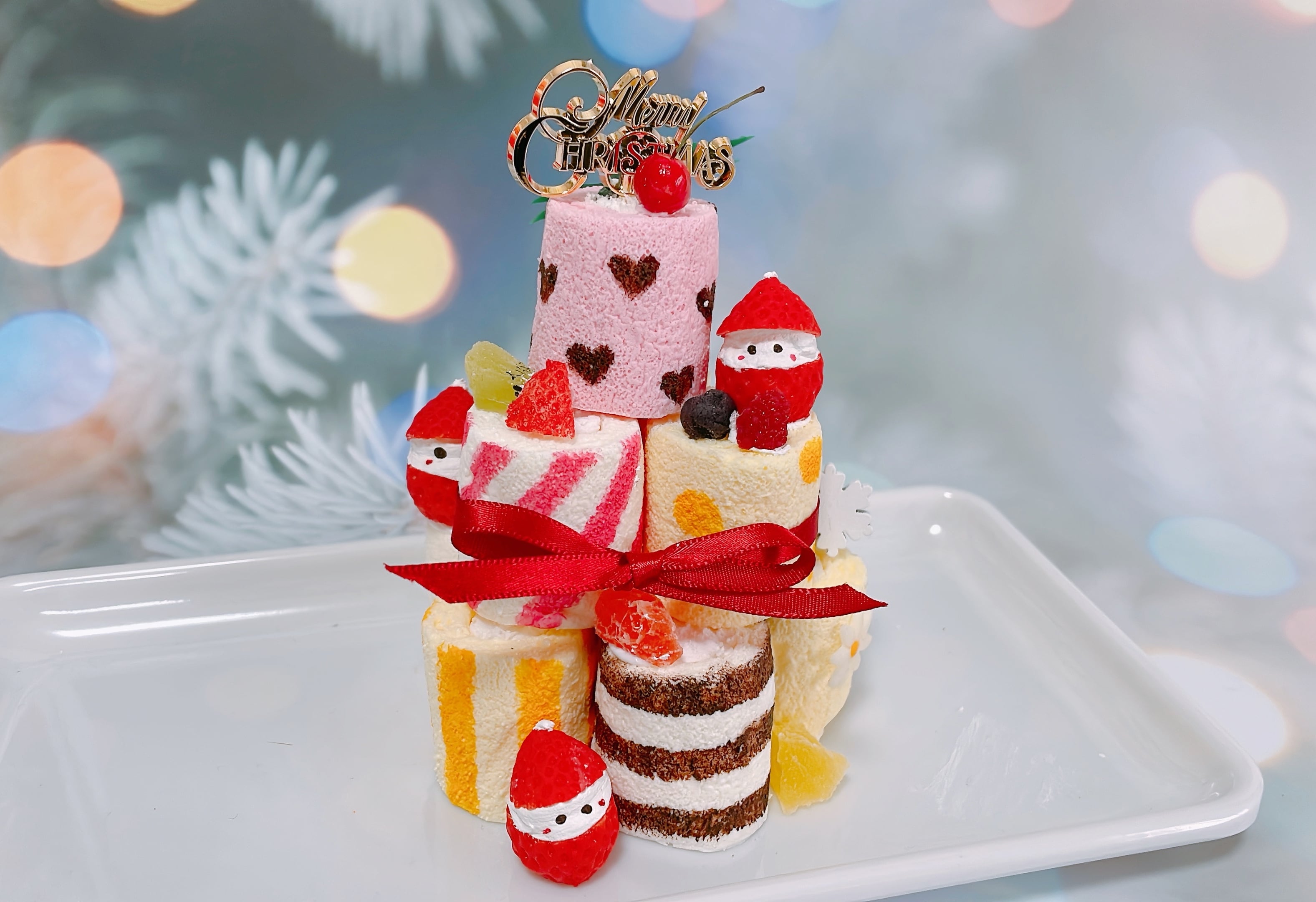 ロールケーキタワー クリスマスver. 食品サンプル 手作りキット | PAY ID