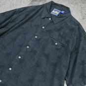 jacquard weave rayon aloha shirt black