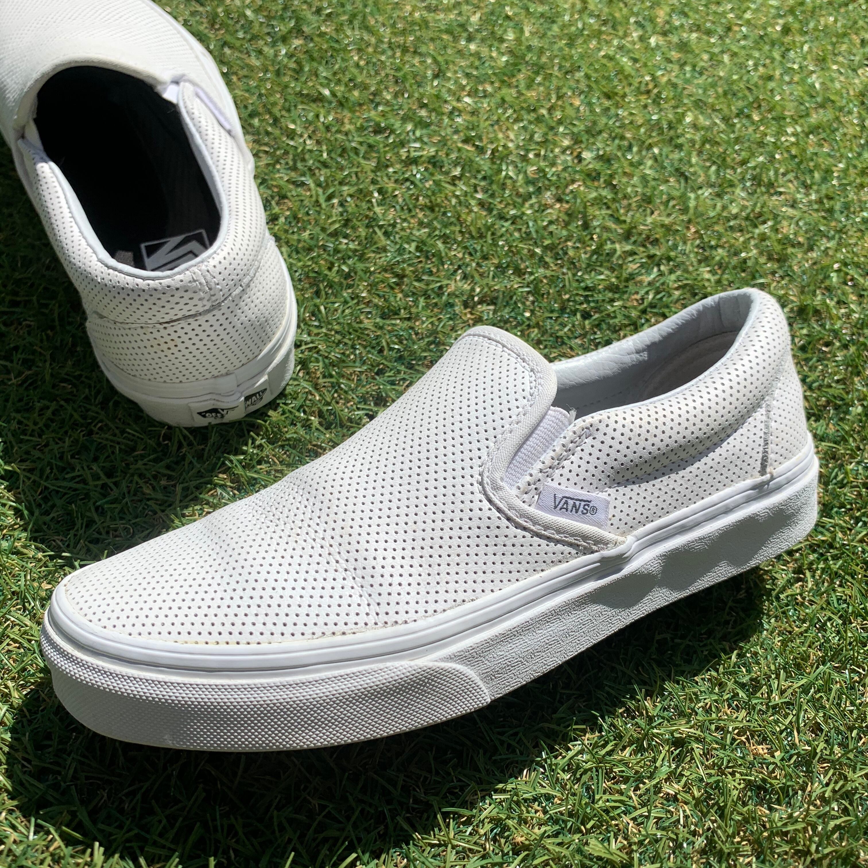 vans バンズ pro ホワイト スリッポン スエード パンチングレザー28㎝ US企画!VANS SLIP-ON ヴァンズ スリッポン パンチングレザー E349 | reshoe