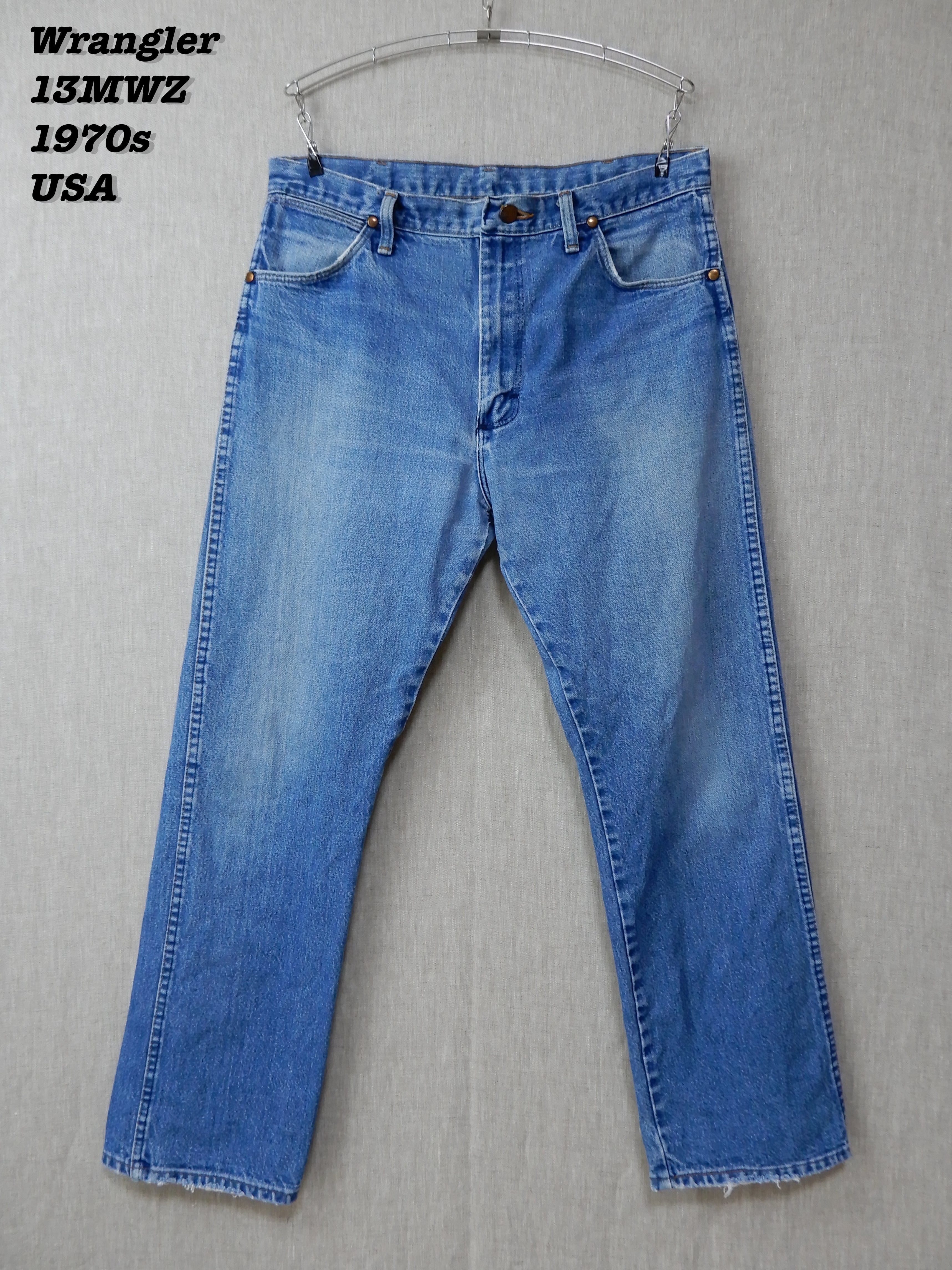 Wrangler 13MWZ Indigo Denim Pants 1970s Made in USA W36 L30
