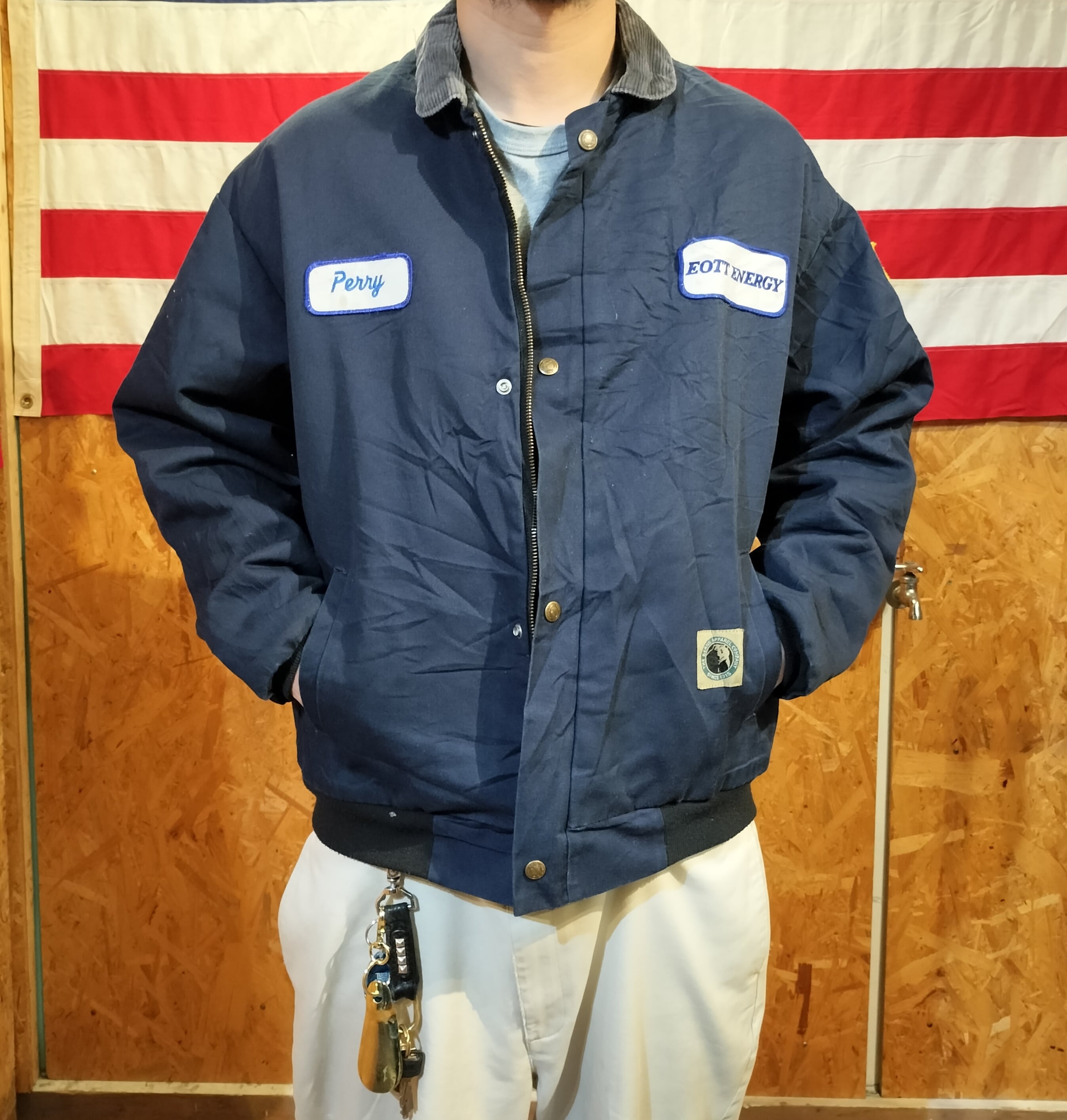 Used ジャケット◆XL USA製 90s BercoWear ワークジャケット ワッペン◆ヴィンテージ USA古着