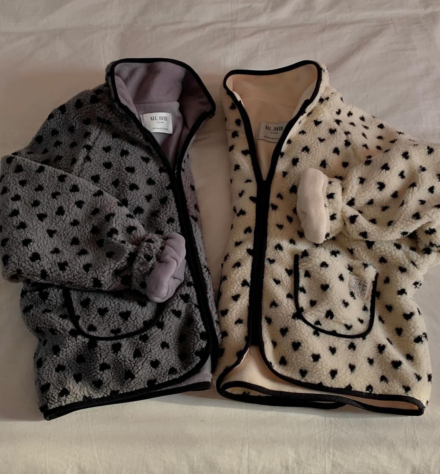 (予約)All over / Heart Fleece Zip-Up / 2color