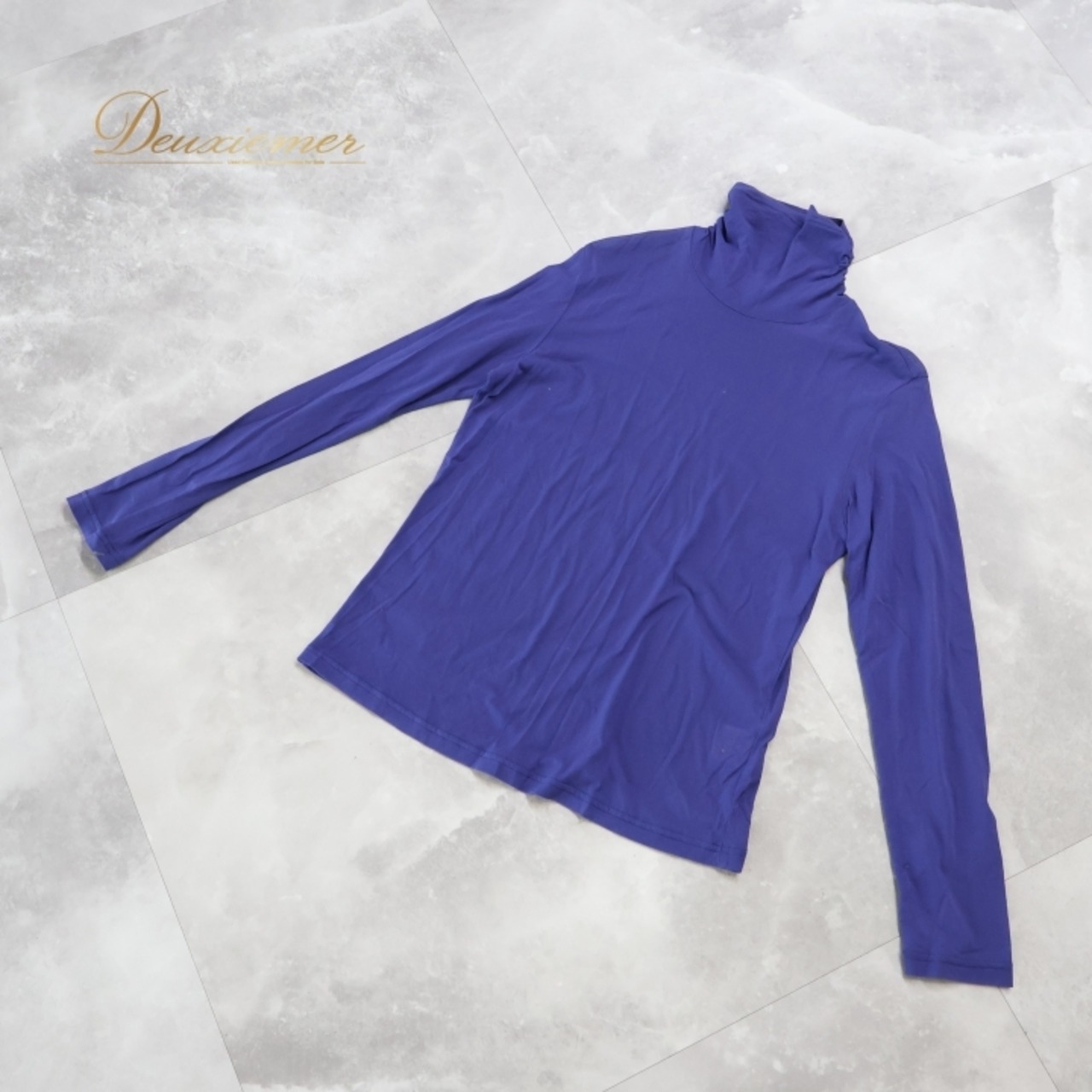 レディース トクコプルミエヴォル TOKUKO 1er VOL トップス パープル系 ブルー系 ハイネック 無地 シンプル 伸縮 ストレッチ 長袖 紫 青 透け感 タートルネック 日本製 かわいい カジュアル お出かけ おしゃれ
