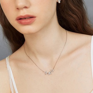 おしゃれ キラキラ スター パール シルバー ネックレス