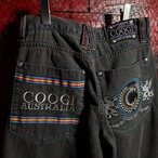 COOGI Hip Hop ブラックデニムショーツ 刺繍 膝下 クージー W32
