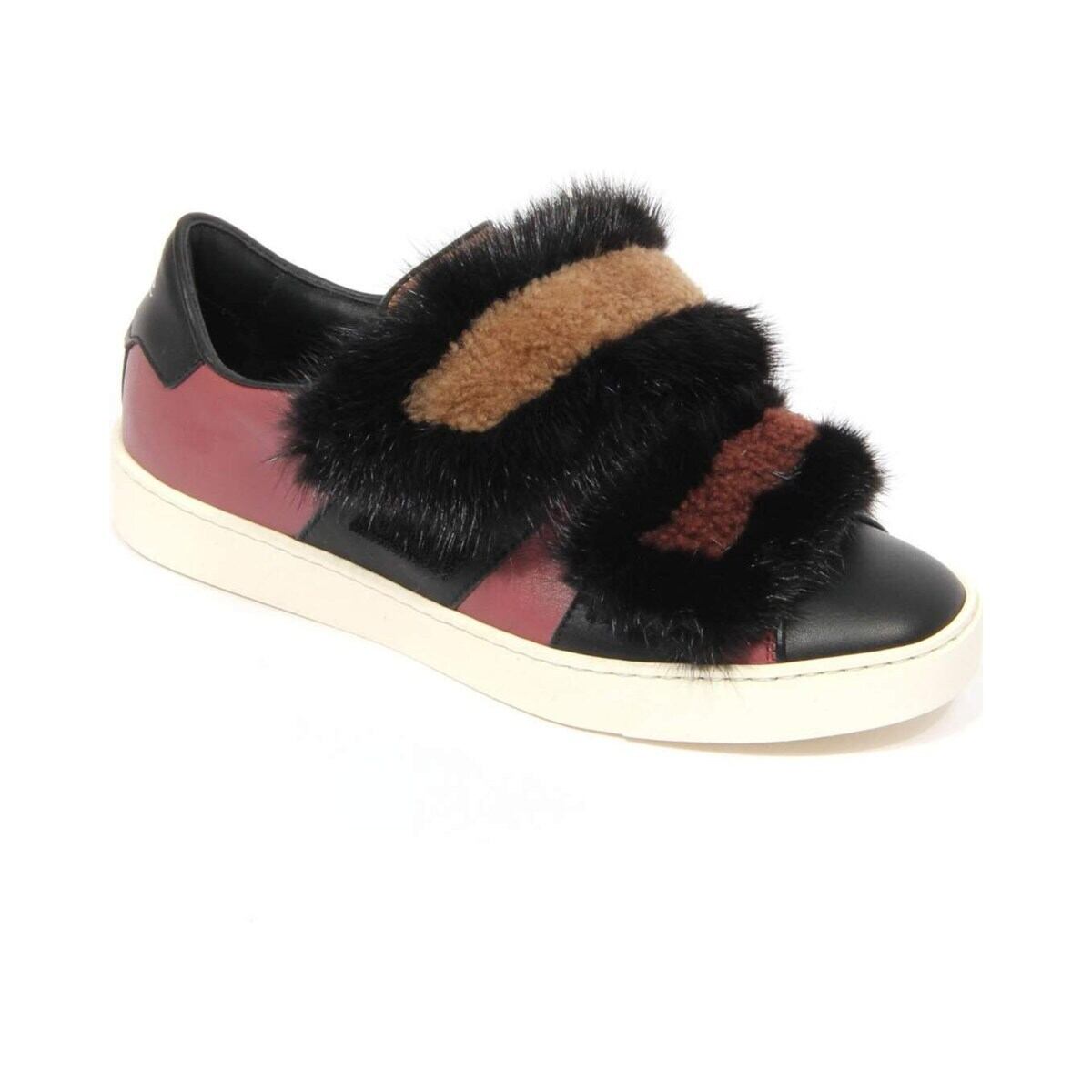 SANTONI サントーニ レディース スニーカー レザー・ファー パープル