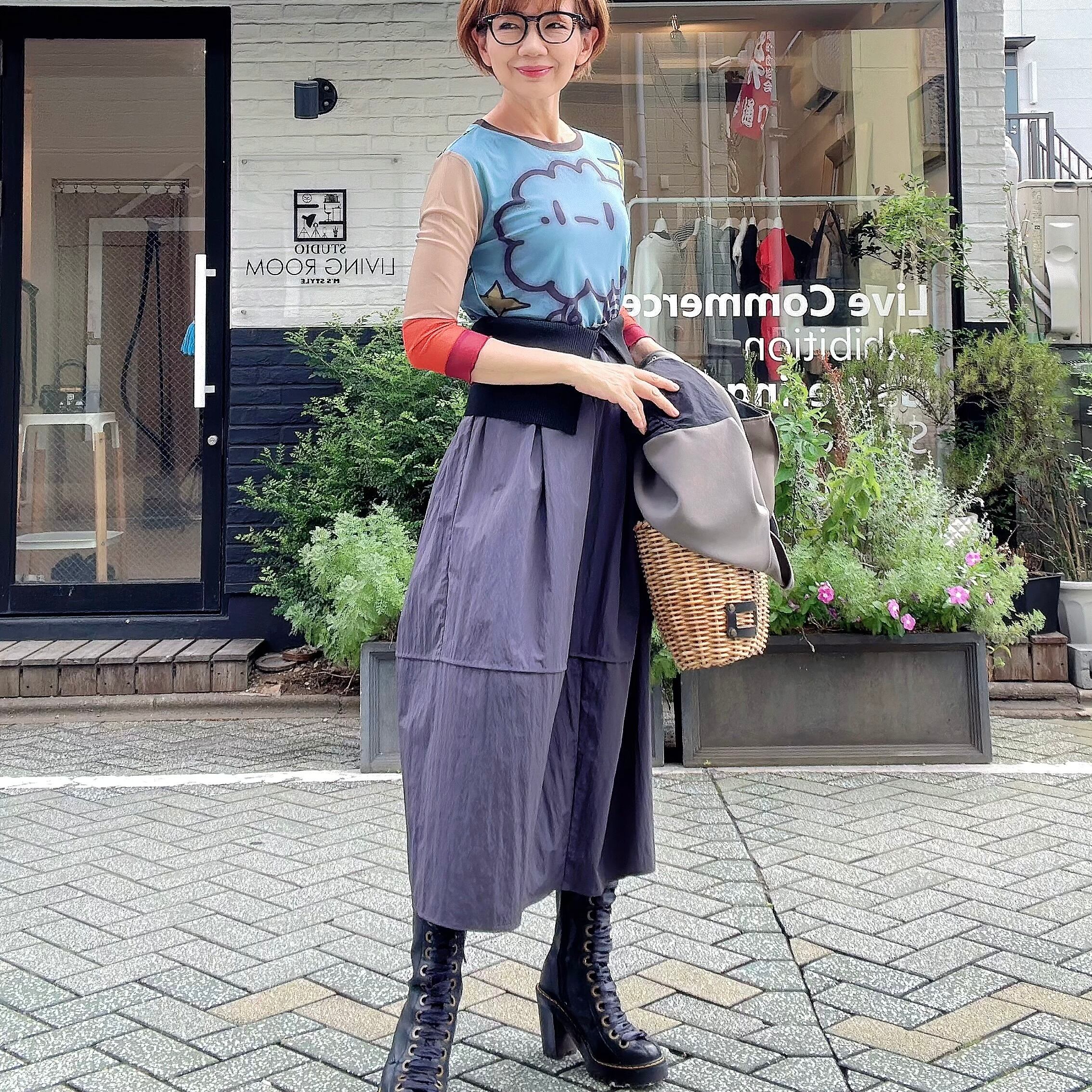 ウエストニットバルーンスカート