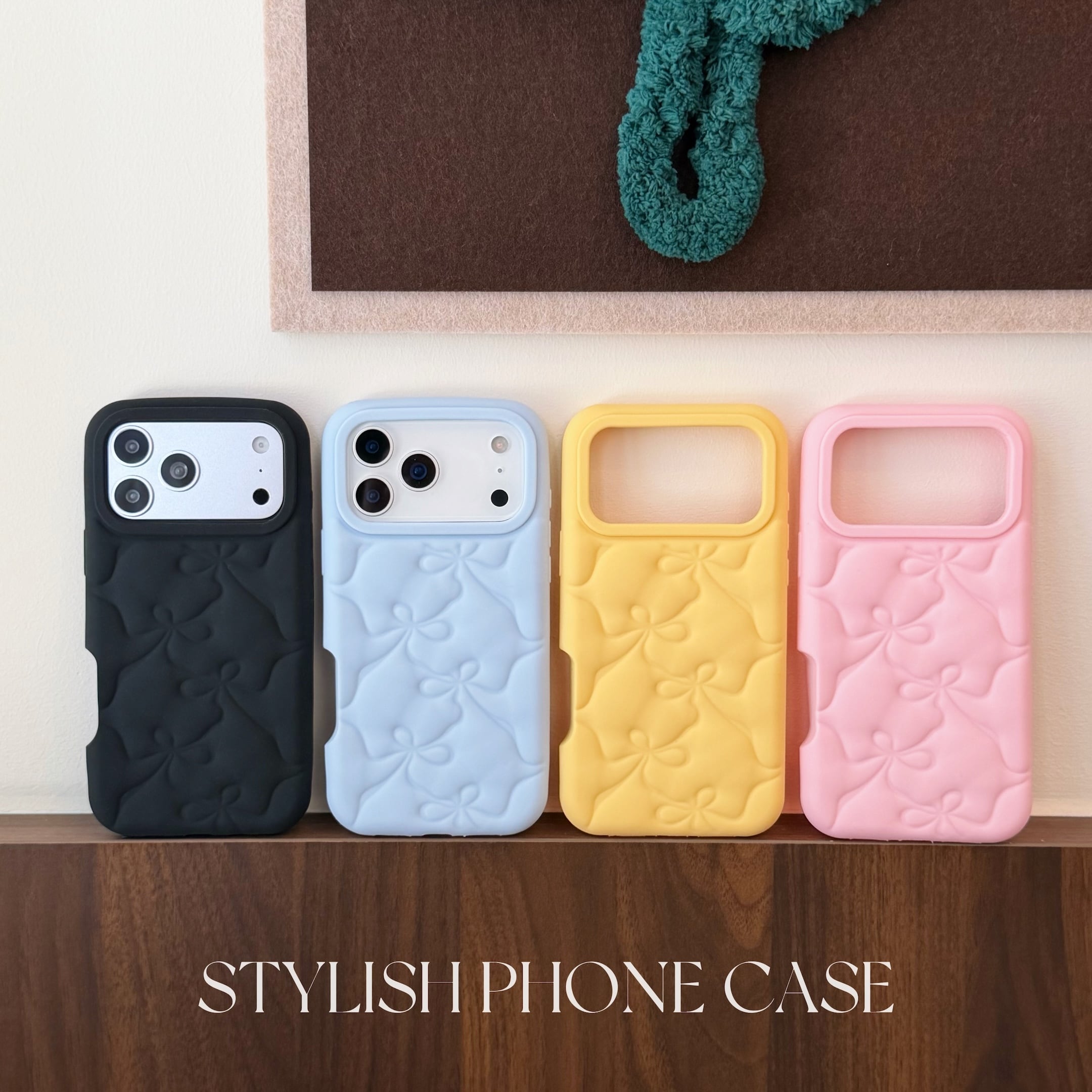 ぷっくりリボン iPhone 18 17 16 15 14 13 ケース 可愛い シリコン