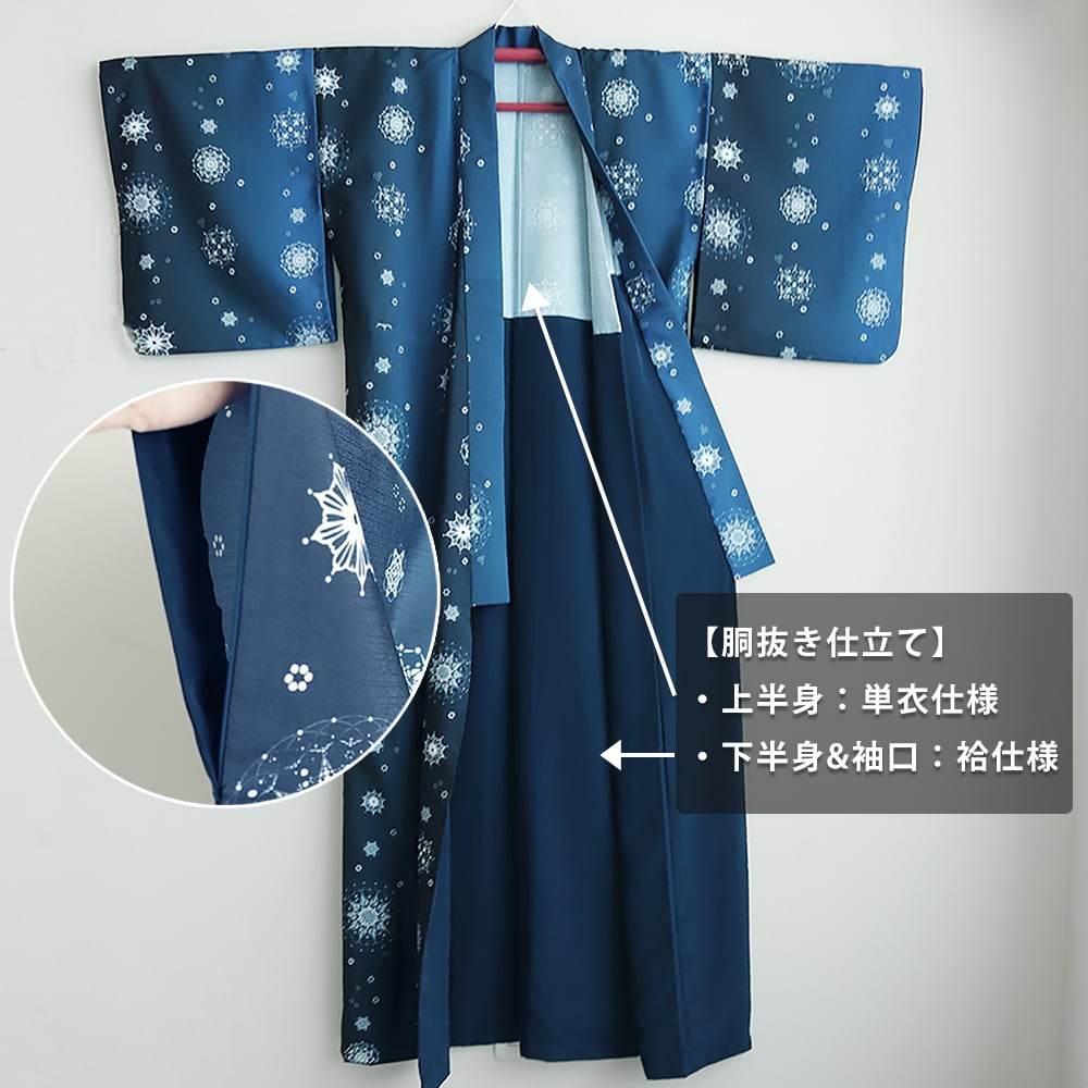 ふりふ ✩.*˚ ぶどう セオアルファ 着物 雪 胴抜き仕立て セオアルファ ブッチャー ポリエステル