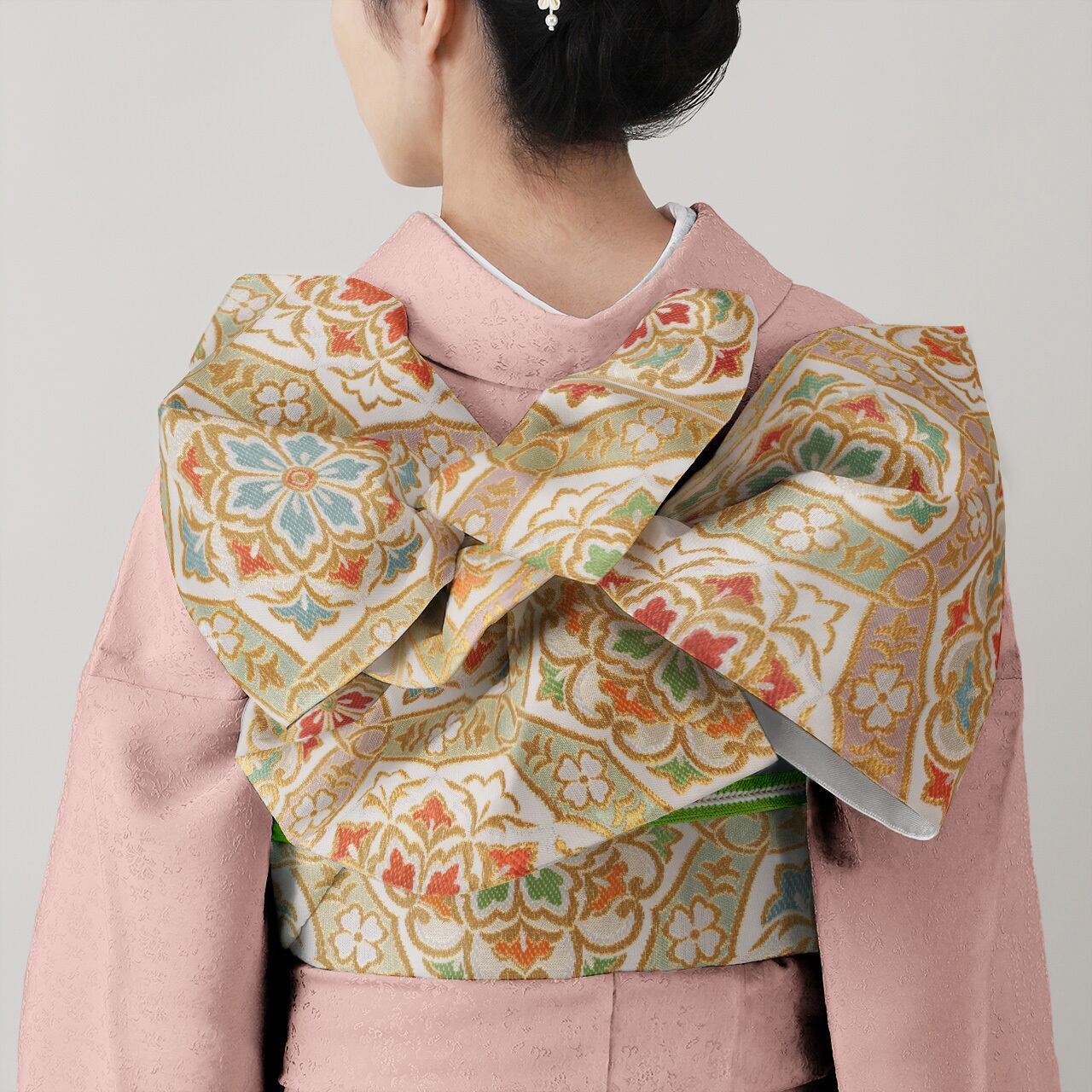 振袖用 袋帯 豊彩六稜文 (白) | 川島織物 和装公式オンラインショップ 