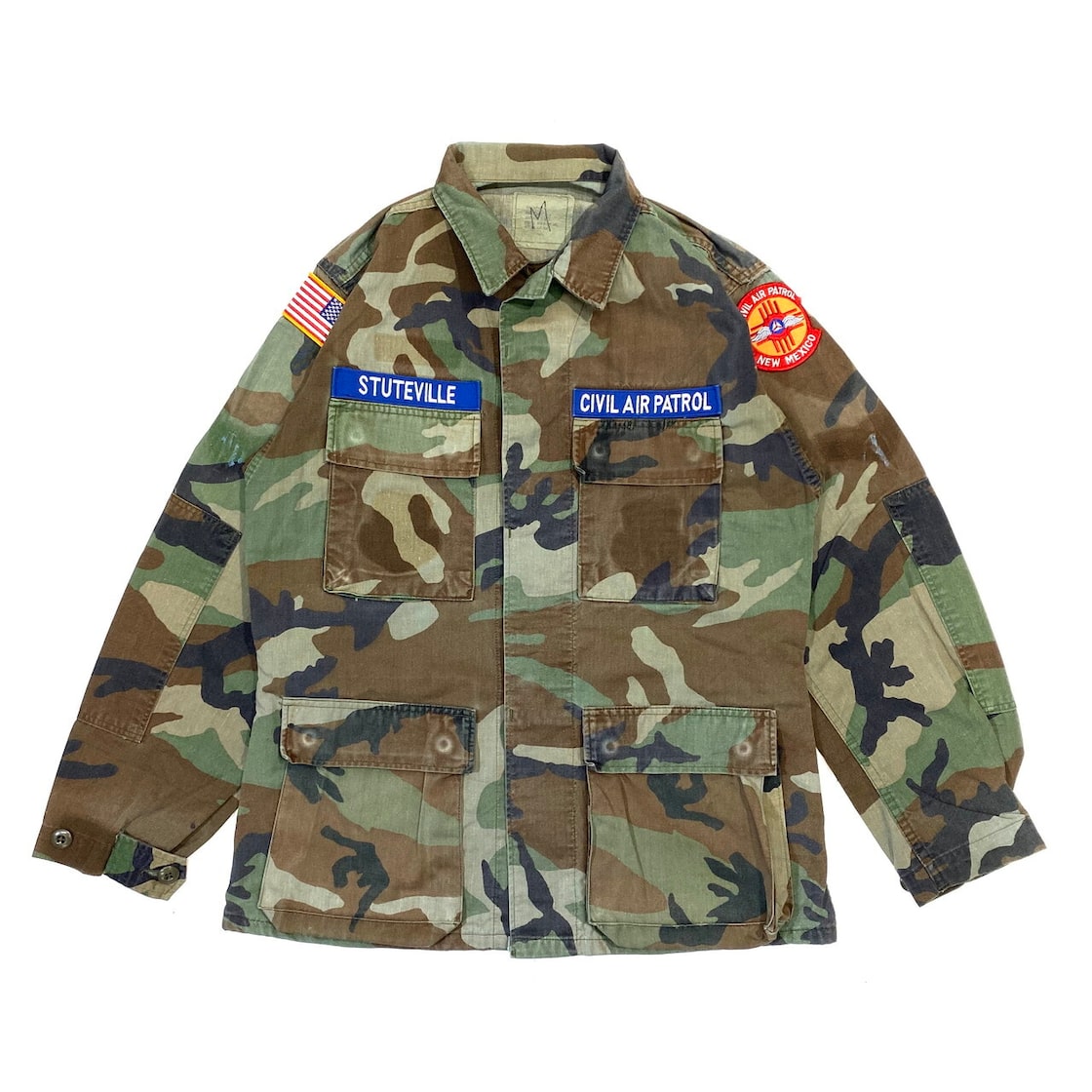 85年納品 米軍実品 U.S.ARMY ウッドランドカモ 迷彩 ワッペン付き 