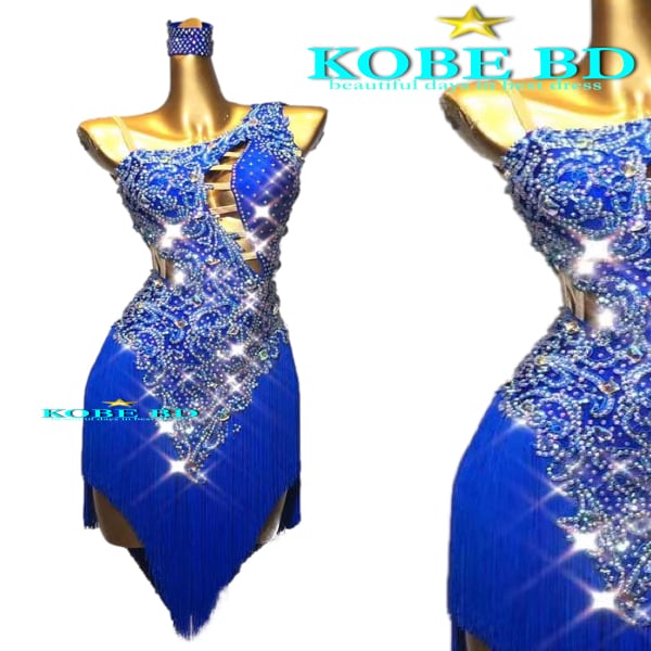 社交ダンスイージーオーダードレス⭐︎(ロイヤル系/青)【商品番号AI- 80689 】ラテンドレス チャチャチャ ルンバ サンバ ジャイブ
