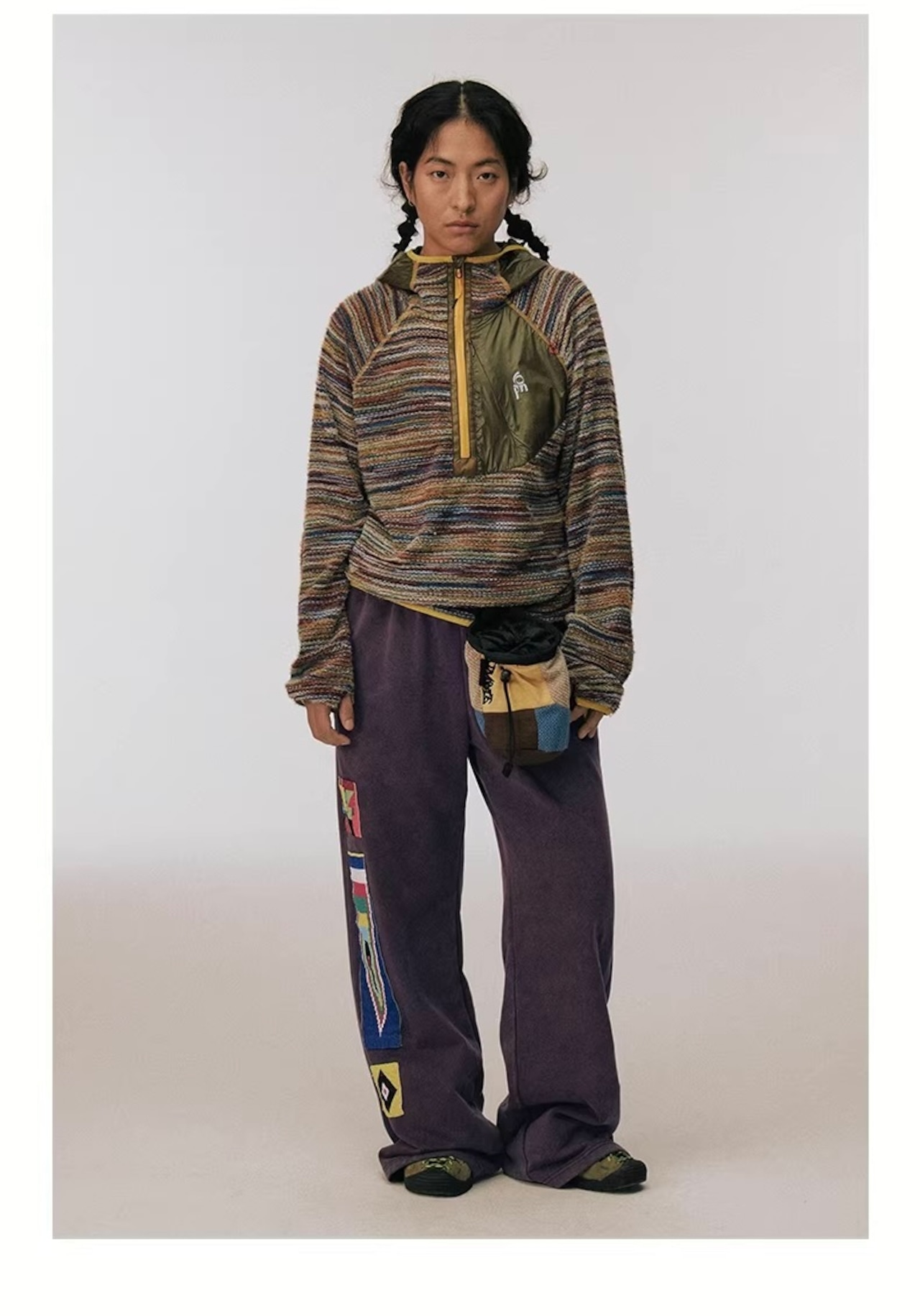 CONP Handmade Beaded Flag Flared Sweatpants