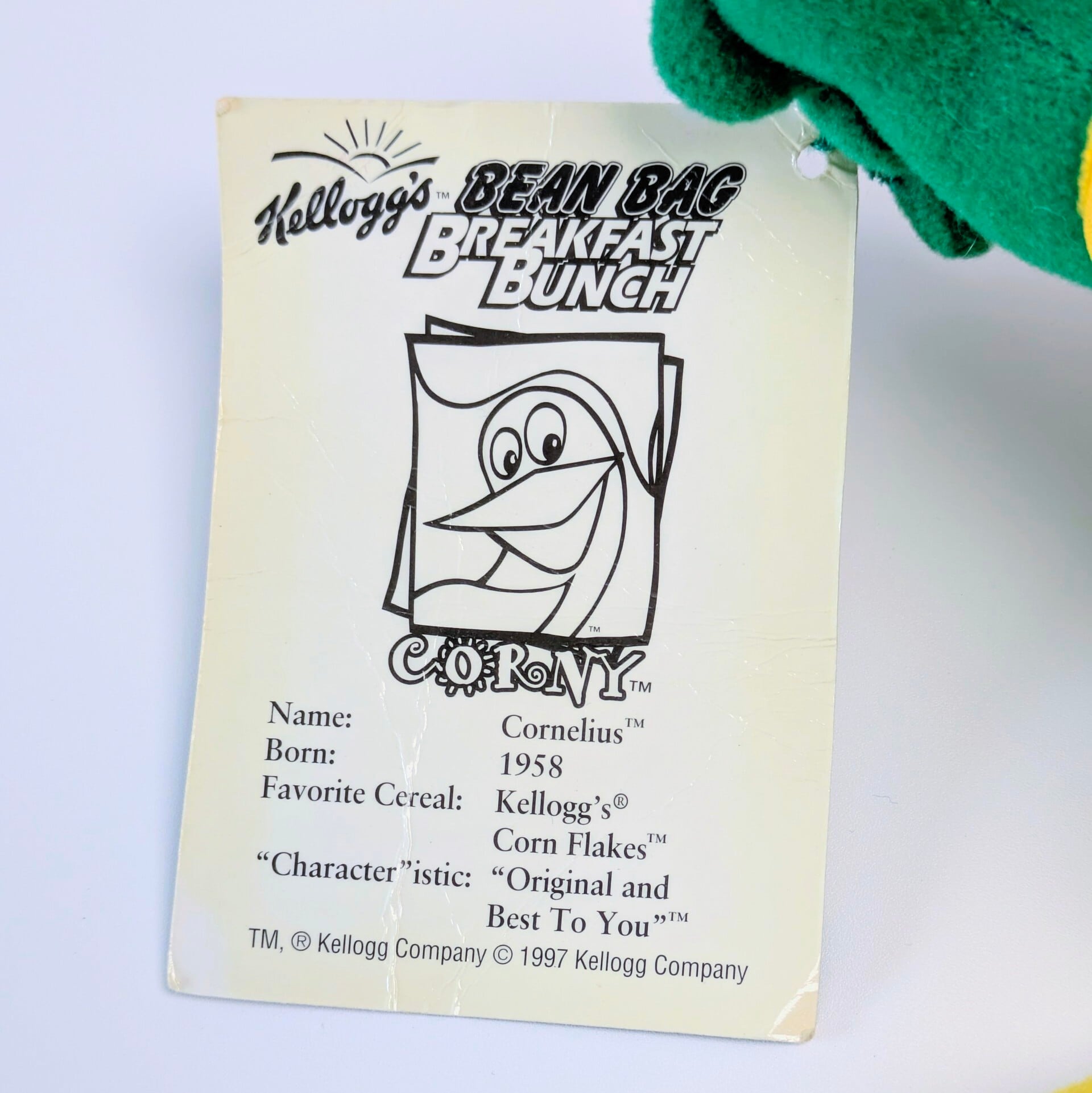 ☆VINTAGE 1997☆【 Kellogg's / ケロッグ 】「Bean Bag Breakfast Bunch」シリーズ『 コーネリアス / コーニー 』ビーンぬいぐるみ / プラッシュ〚アメリカン雑貨 アメトイ〛