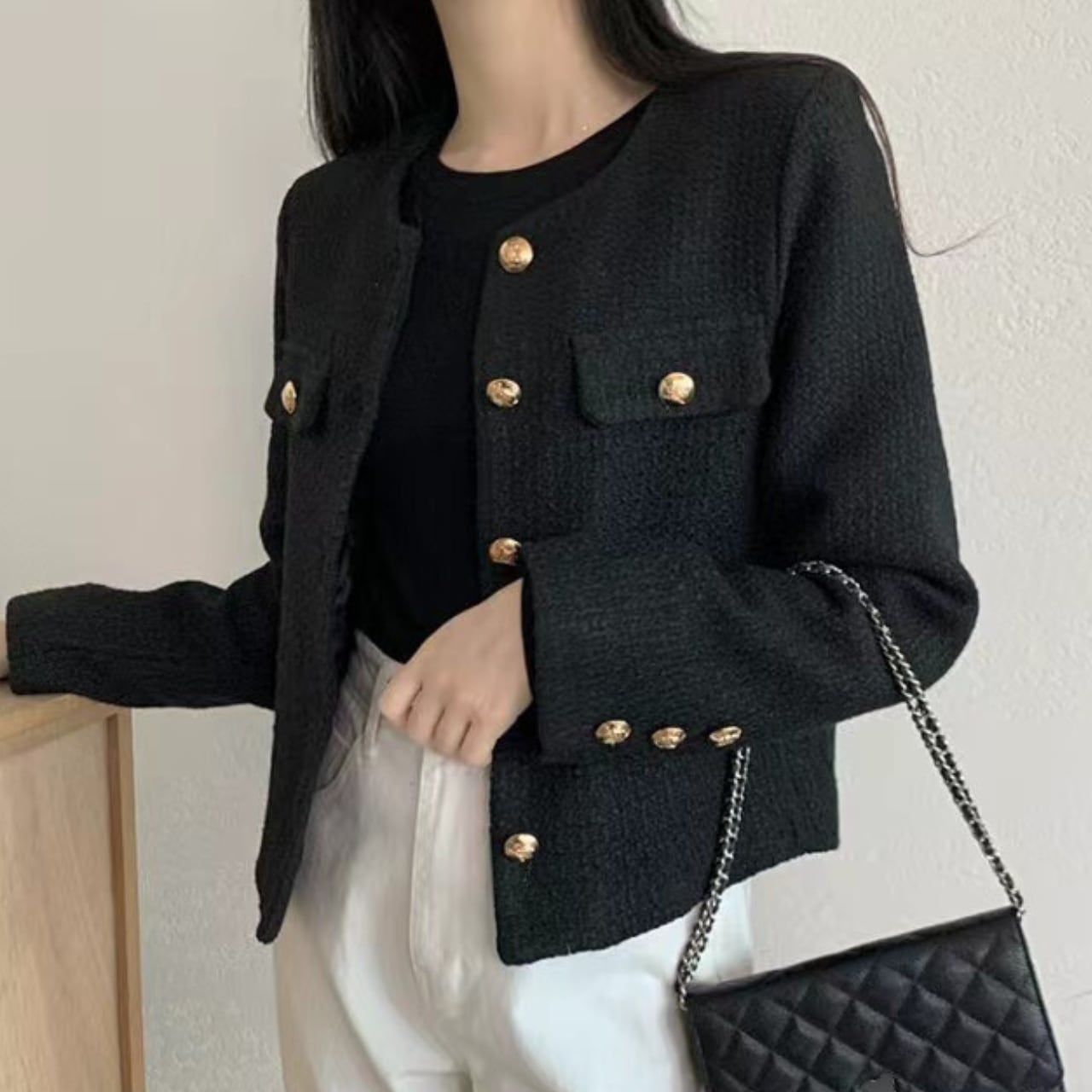 ツイード クロップド丈 テーラードジャケット K1013