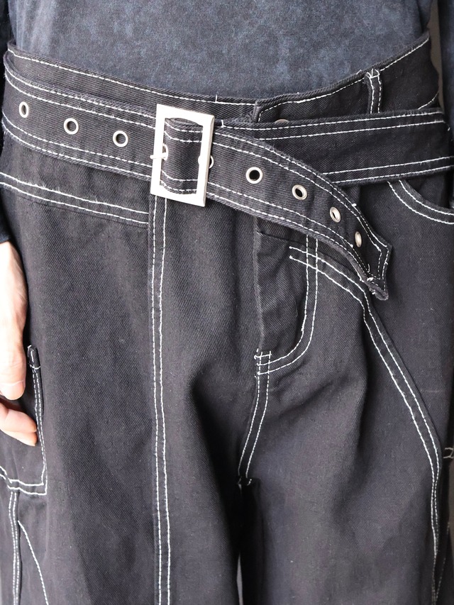 waist detail stich design denim pants