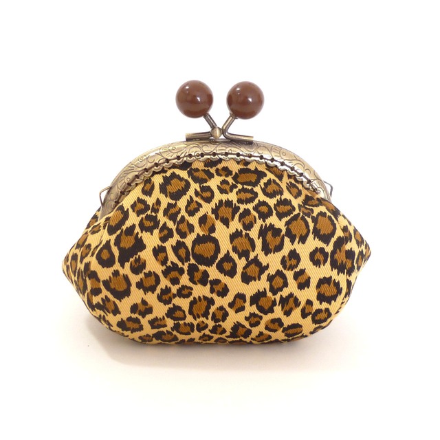 あめ玉 がま口小物入れ ヒョウ柄・レオパード 豹柄 G072