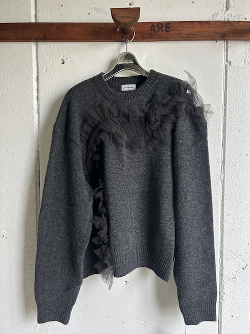 CHIKAKISADA  tulle frill docking knit