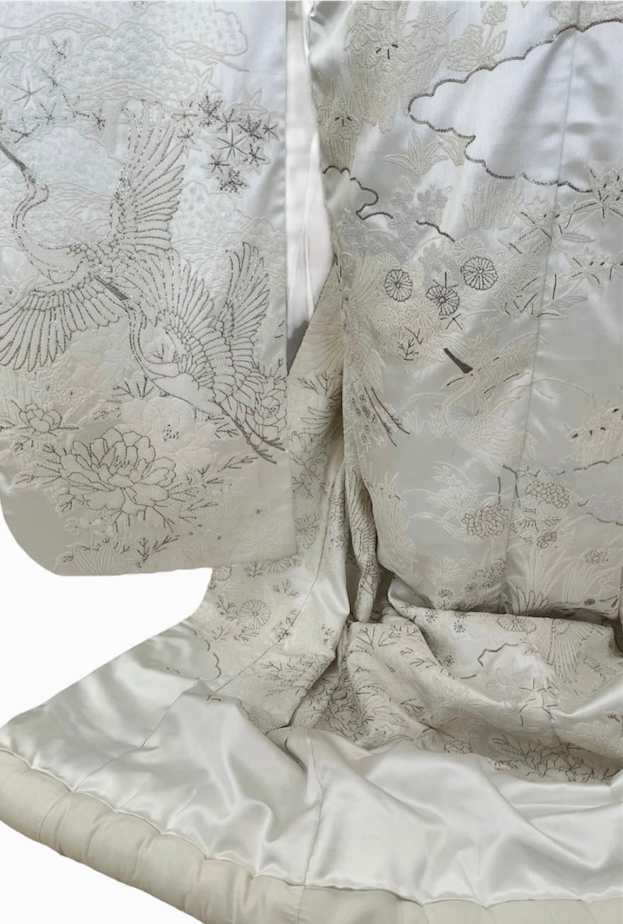 ⚫︎処分価格●未使用●ヴィンテージ白無垢●オフ白●手刺繍● 白無垢 綿帽子姿 赤ふき 滋賀 岐阜店 （スタジオ写真 大阪店） - 白