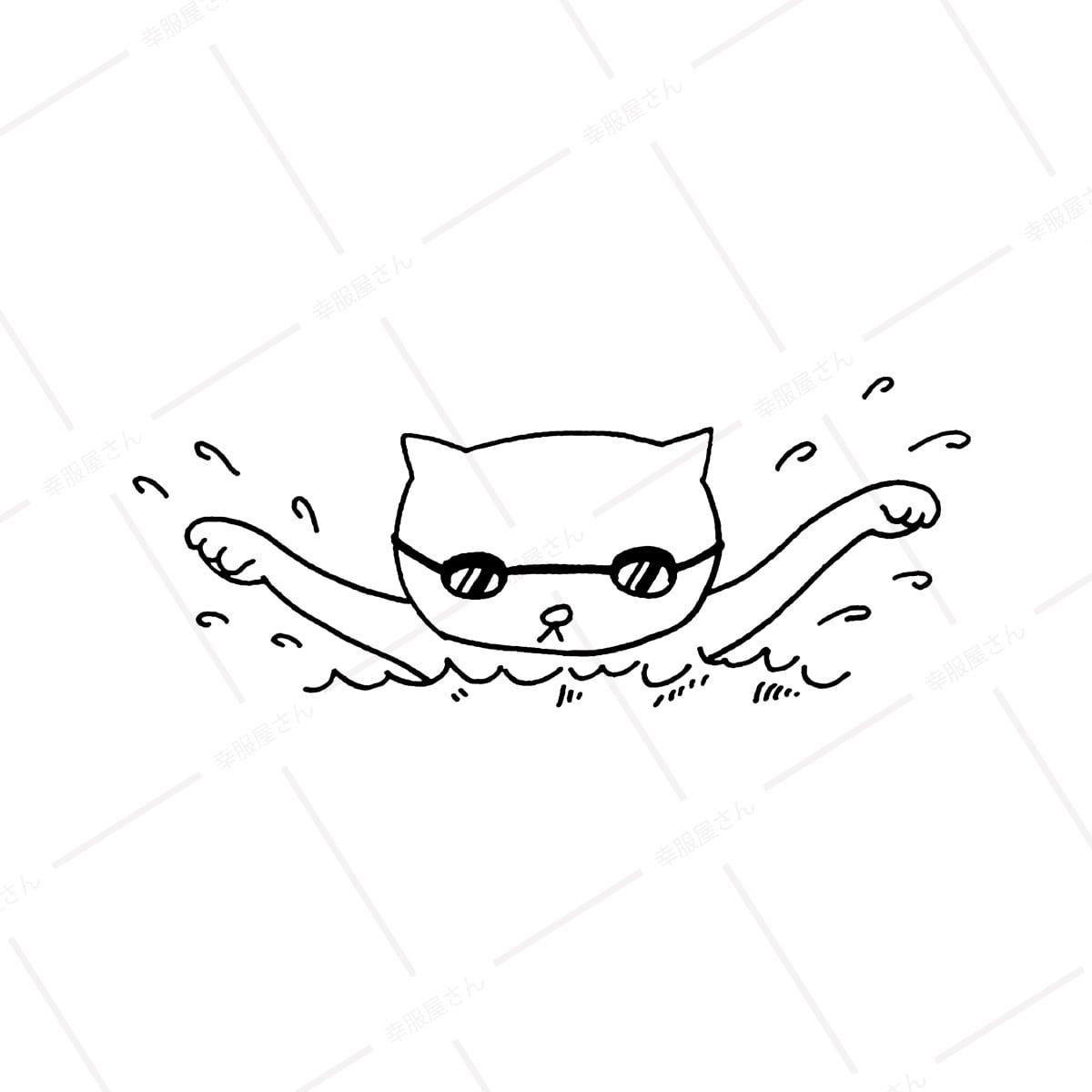 水泳ネコ Tシャツ cat15 ねこ tシャツ おもしろtシャツ 猫  ねこ アニマル ゆるキャラ ネコ好きに