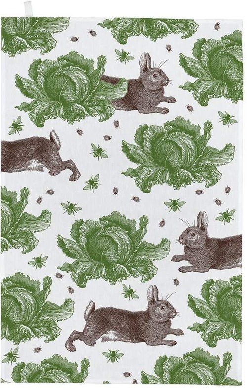 ソーンバック＆ピール - ティータオル(Rabbit & Cabbage)