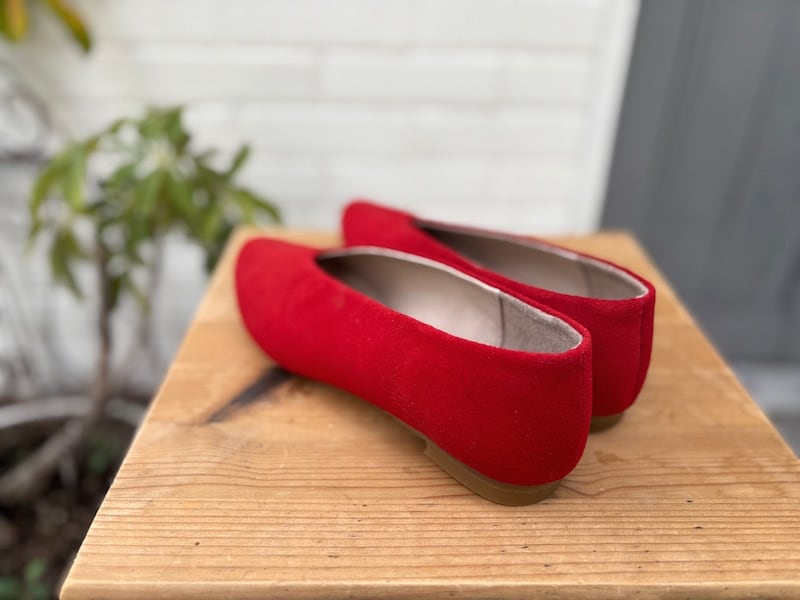 秋の新作◇赤スエード フラットシューズ／レディース靴◇鮮やかレッド