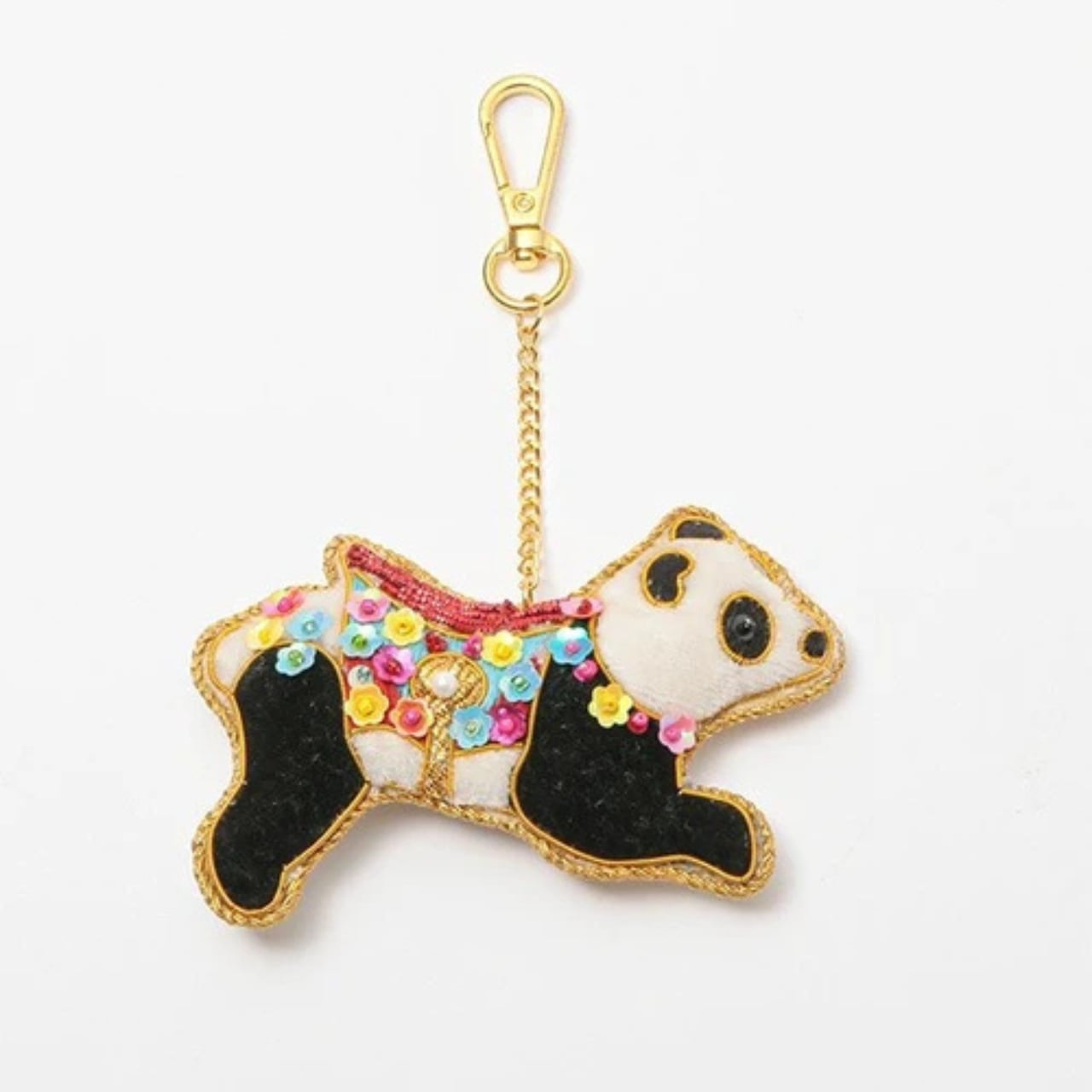 【COTTAGE】ザリ刺繍 アニマル バッグチャーム／キーホルダー｜パンダ・ウサギ・スワン・ウシ