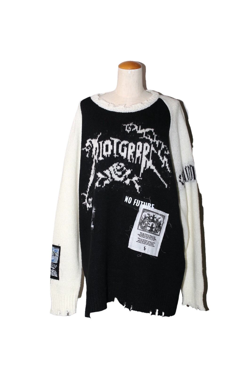 25AW】rurumu:×KIDILL raglan pullover (large) 【BLACK】rrm25AW-KN06