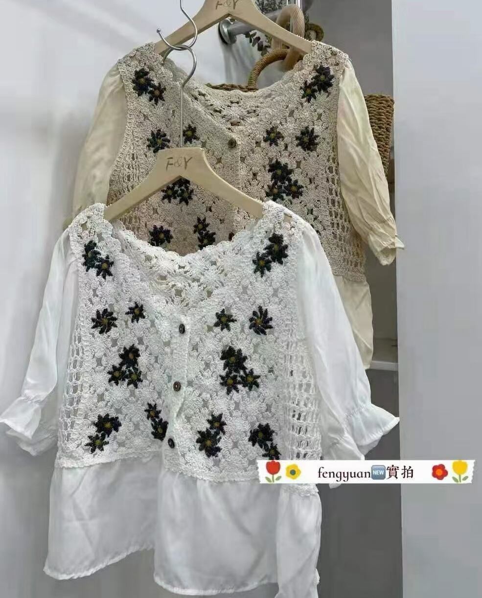 花柄かぎあみ切り替えブラウス　AJ1079-6202